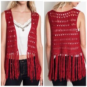 Red crocheted vest